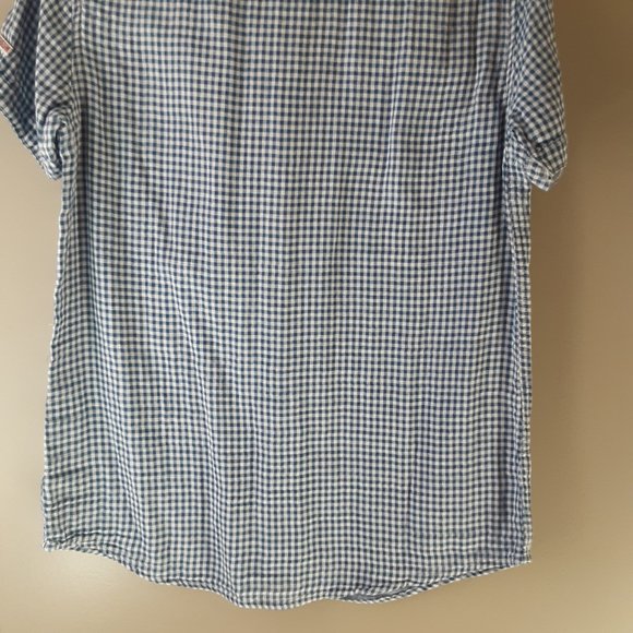 Hudson's Men's New! Saint Blue & White Checked Short Sleeve Button Shirt, Sm - Picture 9 of 16